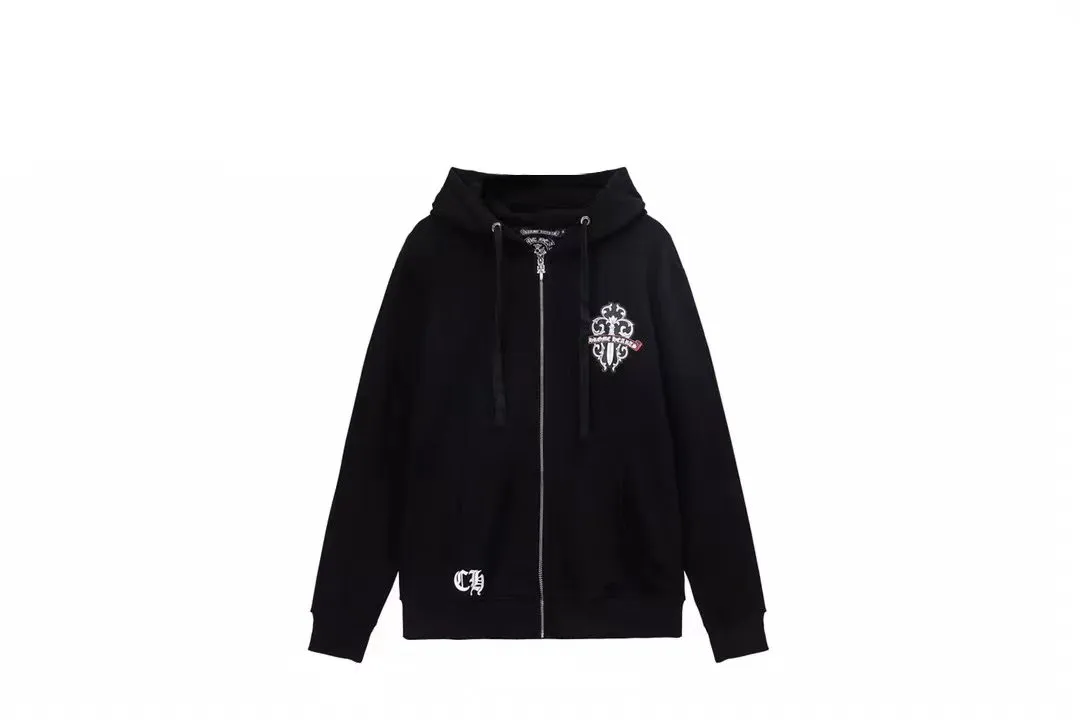 Q09—P230 -Chrome Hearts/Chrome Hearts printed zipper sweatshirt cardigan jacket -420 grams of high-density, high-quality wool, soft, delicate and skin-friendly, soft and silky to the touch, warm and skin-friendly -The hardware zipper accessories are all customized and full of details -Colour: black -Size: S M L XL